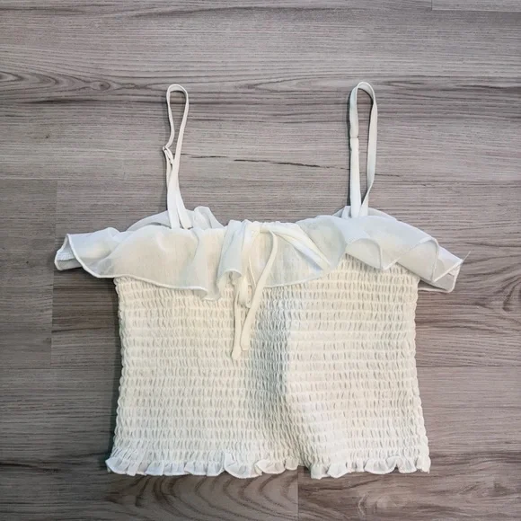 Forever 21 White Ruffle Smocked Camisole - Picture 1 of 5